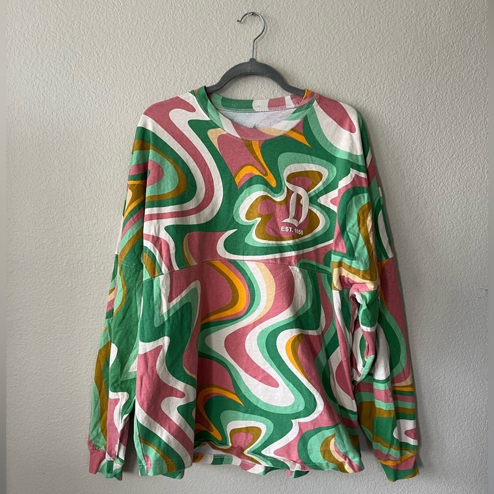 Disneyland Resort Swirl Spirit Long Sleeve Jersey Shirt Women's Size XL - Picture 2 of 16